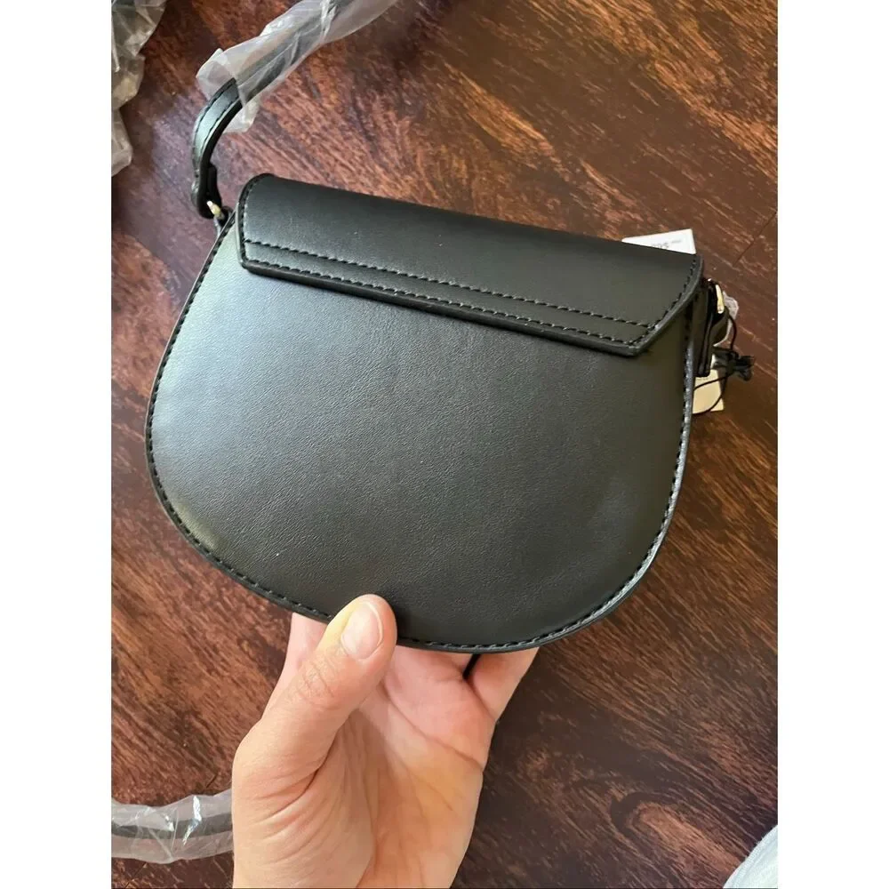 BCBGeneration Amelia Black Faux Leather Saddle Crossbody Bag - NWT